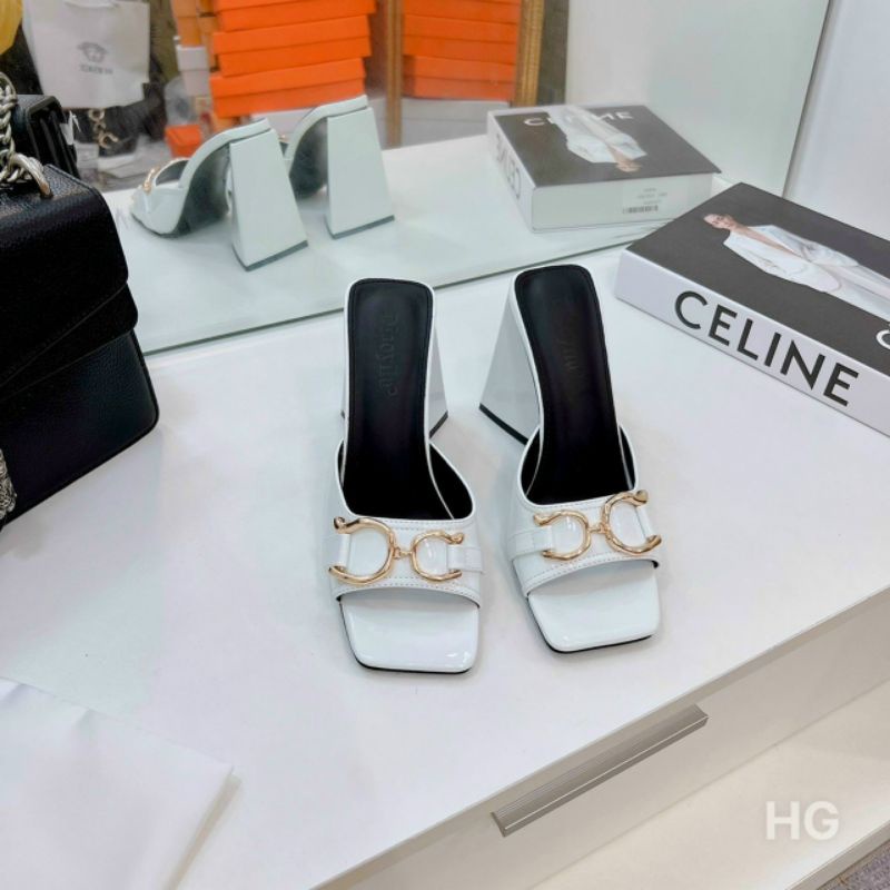 H(ẢNH THẬT) Guốc 9p Gót Loe Cạnh Khoá Đồng Da Bóng Mềm Êm Fullbox Cao Cấp