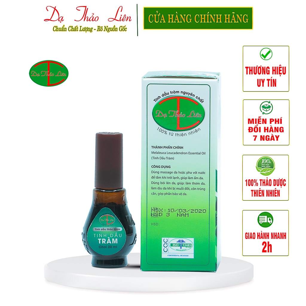 Tinh Dầu Tràm Dạ Thảo Liên 100% Thảo Dược Thiên Nhiên 20ml | 100% Natural Herbal Tea Tree Essential Oil 20ml