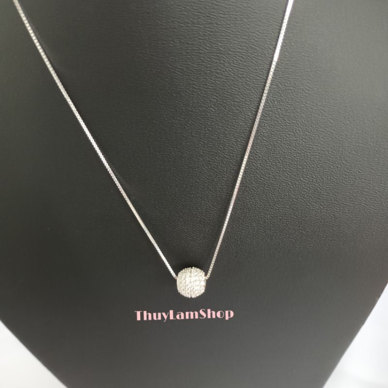 Vòng cổ dây chuyền cống hạt châu đính đá pha lê bạc 925 vĩnh viễn bảo hành