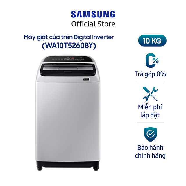 [Mã 157ELSALE1 giảm 5% đơn 3TR] Miễn phí công lắp đặt_Máy giặt Samsung cửa trên Digital Inverter 10kg (WA10T5260BY)