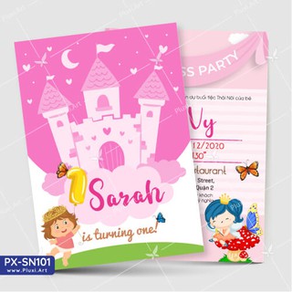  Thiệp thôi nôi –  sinh nhật bé gái, in theo yêu cầu Pluxi (PX_SN102)