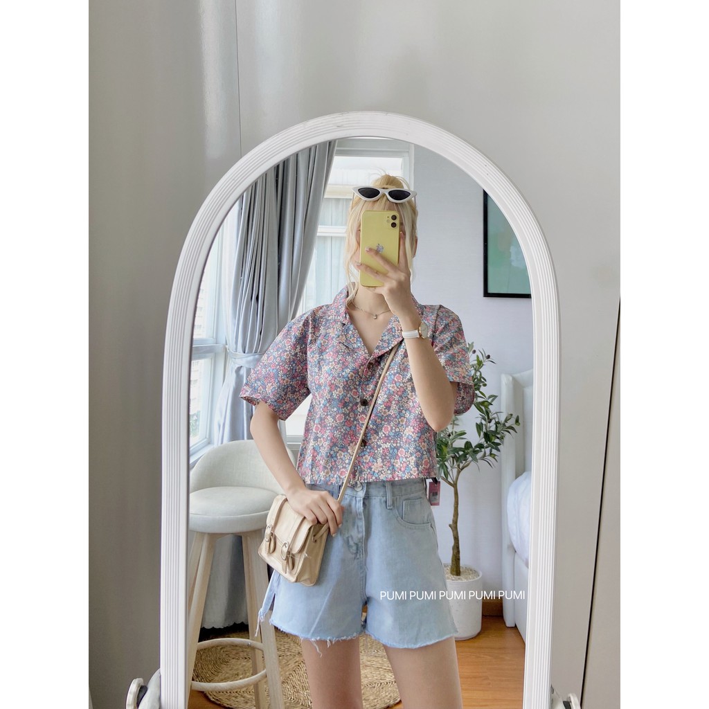 Quần short jean xanh nhạt 3 size SML Pumi