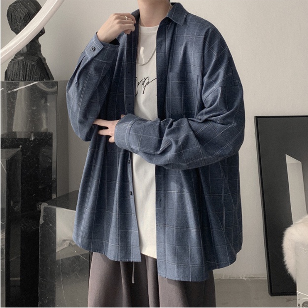 Áo sơ mi dáng rộng nam họa tiết kẻ sọc phong cách Hàn Quốc áo sơ mi nam sọc caro thời trang áo sơ mi caro nam áo sơ mi nữ form rộng bông áo sơ mi form rộng