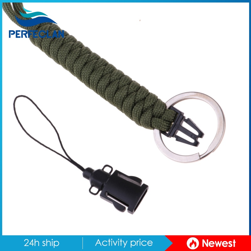 [Perfeclan] Móc Khóa Sinh Tồn Dây Bện Nhiều Màu Sắc Có Vòng Nhẫn Ngoài Trời