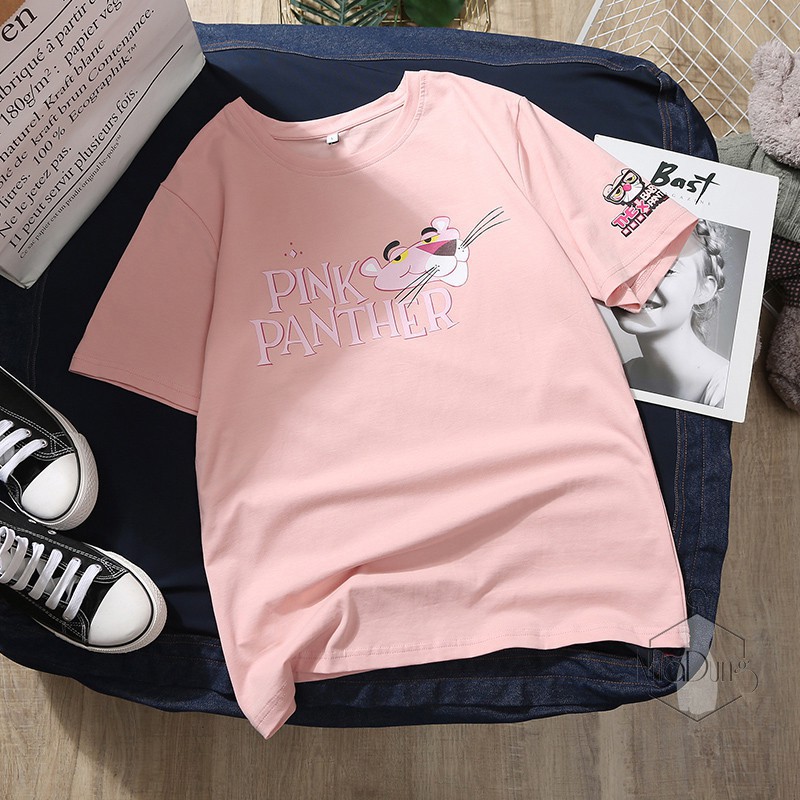 Áo thun nữ áo phông nữ form rộng tay lỡ pink panther Nhã Dung Store freesize 68kg chất thun 4 chiều co giãn dễ thương