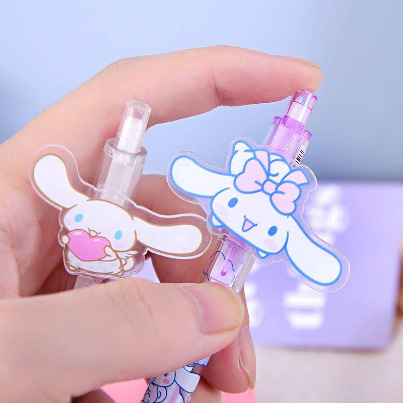SANRIO Bộ 6 Bút Gel Mực Đen Dạng Nhấn In Họa Tiết Hoạt Hình Kuromi Dễ Thương Nhanh Khô Tiện Dụng Cho Bé
