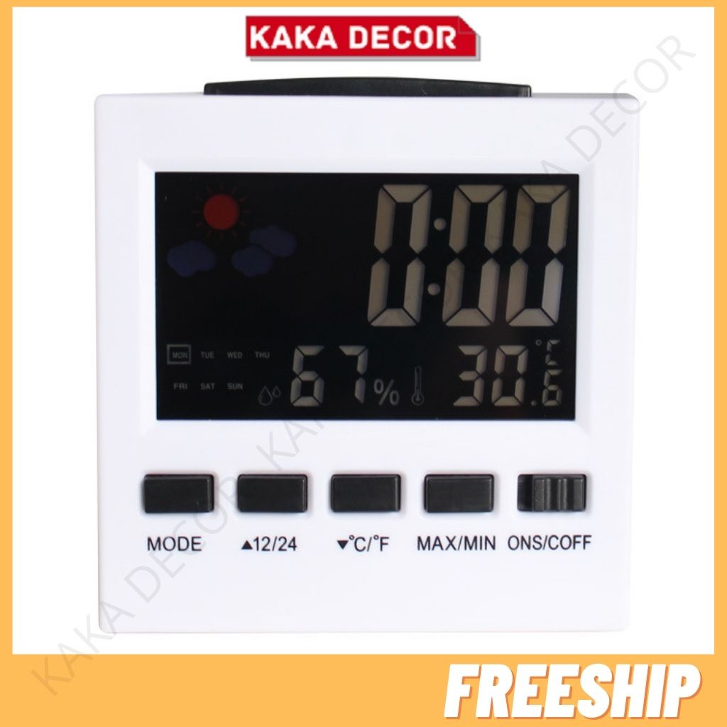 Đồng hồ led để bàn, đồng hồ điện tử báo thức cao cấp thông minh đo nhiệt độ độ ẩm ngày tháng năm KaKa Decor