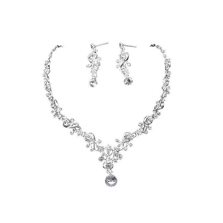 Flower Vine Bridal Jewelry Set Necklace And Eearrings