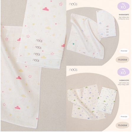 Khăn Sữa Nous Xô Kháng Khuẩn Set 5 Chiếc Cho Bé Sơ Sinh Kích Thước 30x30cm