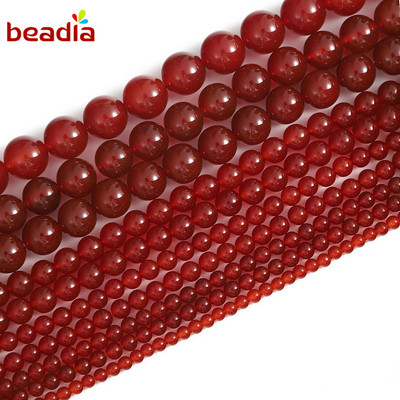 Beadia Chuỗi Hạt Đá Mã Não Đỏ Làm Trang Sức Thủ Công