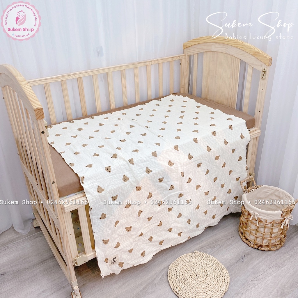 Chăn Xô BéBé 2 Lớp Xô Muslin Mỏng Nhẹ Thoáng Cho Bé