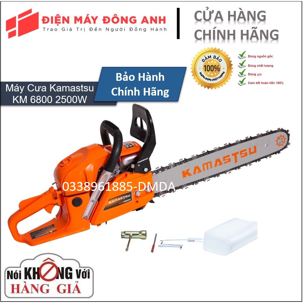 Máy cưa xích chạy xăng 2 thì | KAMASTSU-KM 6800 |Hàng Chính Hãng Sản xuất theo công nghệ Nhật Bản.