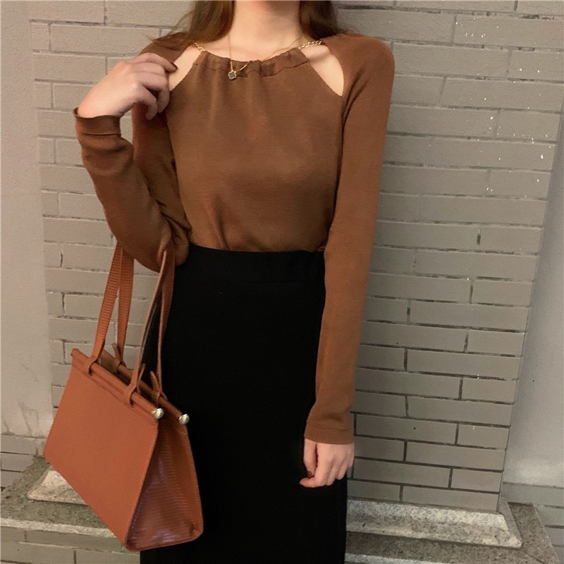 Áo Kiểu Thiết Kế Cổ Yếm Phối Tay Dài Thanh Lịch Thời Trang Mùa Thu Cho Nữ | BigBuy360 - bigbuy360.vn