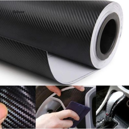 Cuộn giấy dán decal sticker nóc trần xe xe hơi ô tô chất liệu sợi carbon tấm cacbon cabon màu đen 3D 127cm x 30cm