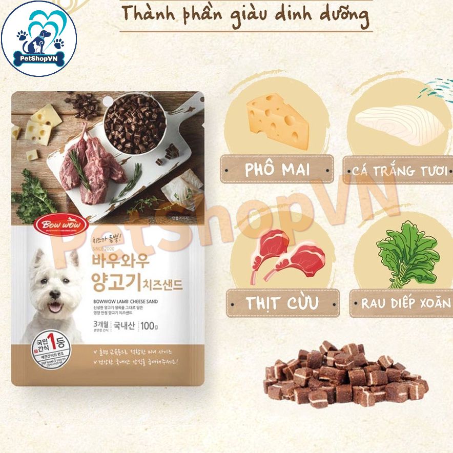 Bánh Thưởng Phô Mai Thịt Cừu Cho Chó BOWWOW Túi 100G