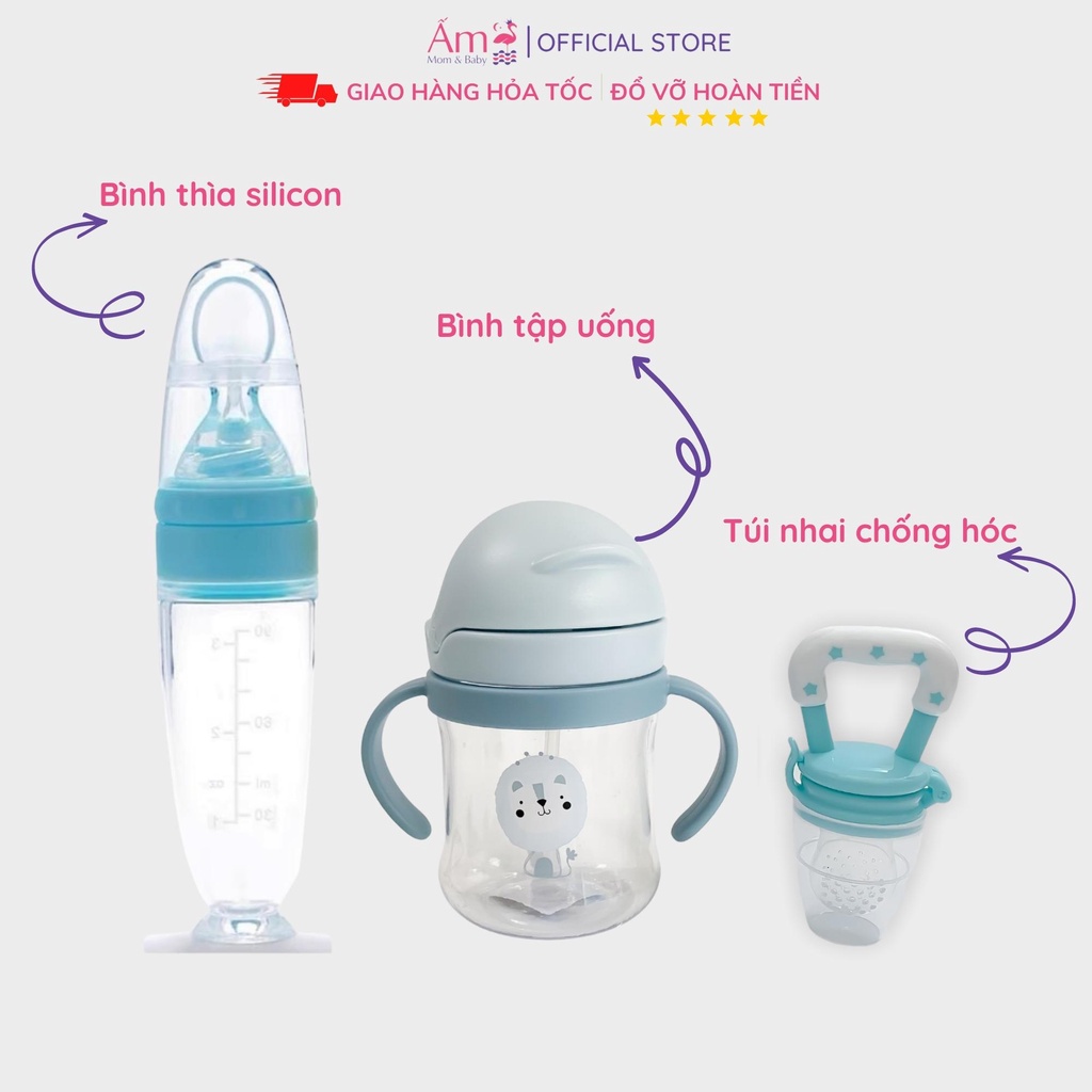 Bộ Dụng Cụ Tập Ăn Dặm Cho Bé Ấm Baby Gồm 3 Chi Tiết Giúp Mẹ Chăm Con Dễ Dàng Hơn Ấm Gift Decor