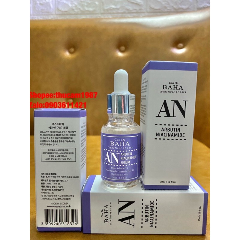 Serum trắng sáng da giảm thâm, hắc sắc tố da Cos De BAHA Arbutin 5% + Niacinamide 5% 30ml.