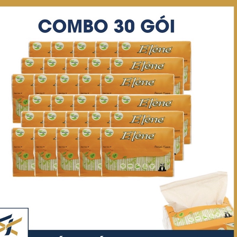 Thùng 30 Gói Giấy Rút Elene 1 Gói 300 Tờ Làm Từ 100% Sợi Tre