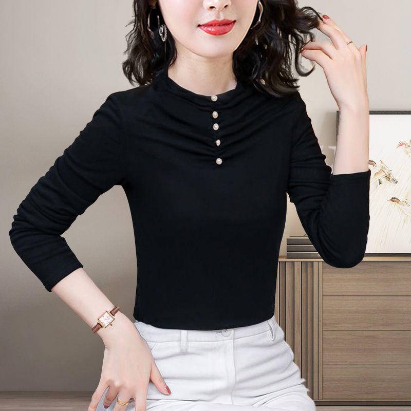 Kích thước lớn dài tay Áo Thun nữ trung niên các mẹ mặc Đức nhung ngọn