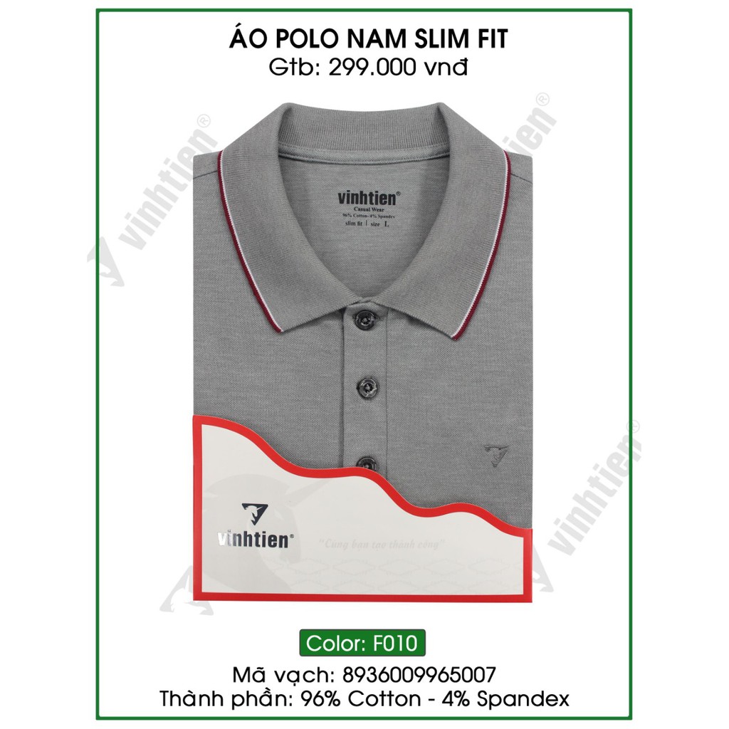 Áo Thun Polo Viền Cổ Slimfit Vĩnh Tiến 299 - F010 - Xám Đậm
