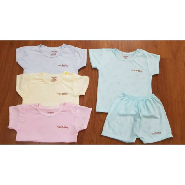 Set 3 Bộ cộc tay PT Kids - Nobaby - Uala Rogo cài vai chất sợi tre thông hơi thoáng mát cho bé 0-24 tháng tuổi