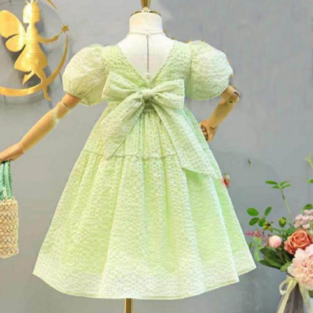 Váy cho bé gái đũi xốp nơ lưng tay bồng 8-20kg
