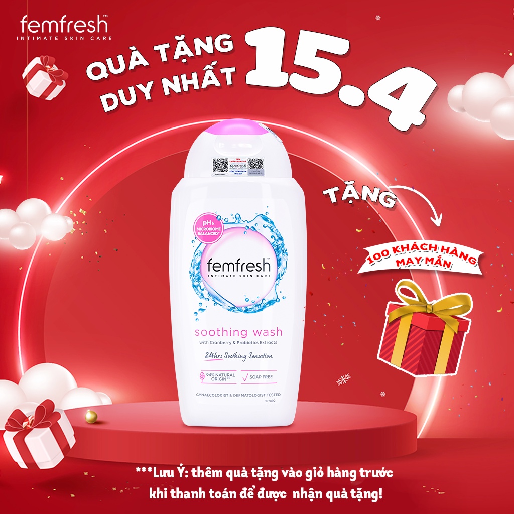 Dung Dịch Vệ Sinh Phụ Nữ Femfresh Soothing Wash - Hỗ Trợ Các Vấn Đề Vùng Kín Giúp Sạch, Thơm, Tươi Mới 250ml