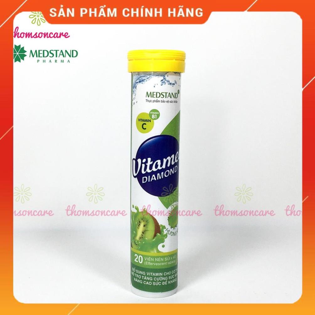 Sủi vitamin tổng hợp Vitamed nhiều vị cam, chanh, dứa, cherry bổ sung vtm C, nhóm B, PP, D3, kẽm tuýp 20 viên