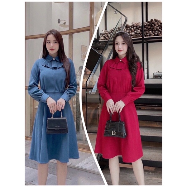 VÁY NHUNG DÁNG XOÈ DÀI 100CM TIỂU THƯ HOT TREND