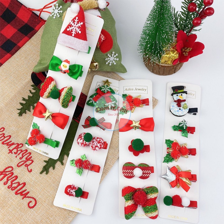 Set 5 kẹp tóc Giáng Sinh xinh xắn đáng yêu 01046