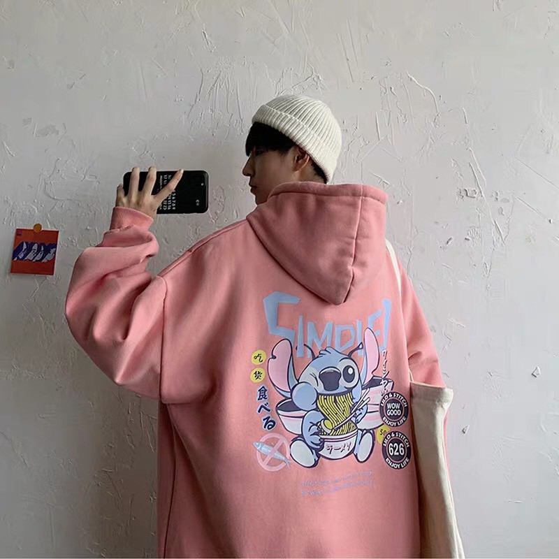 Áo hoodie nỉ unisex form rộng Stich Ăn Mỳ nam nữ ulzzang Wind | BigBuy360 - bigbuy360.vn