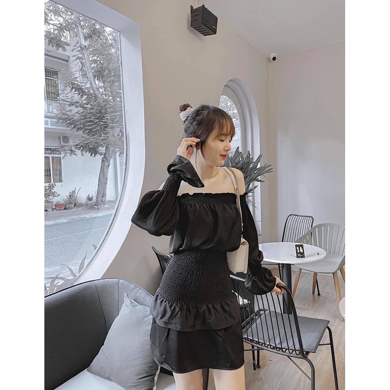 [Mã FAMARAL1 giảm 10K đơn 50K] Đầm xinh MIRAL DRESS thiết kế trễ vai hở vai quyến rũ bo chun tay áo và phần eo co giãn | BigBuy360 - bigbuy360.vn