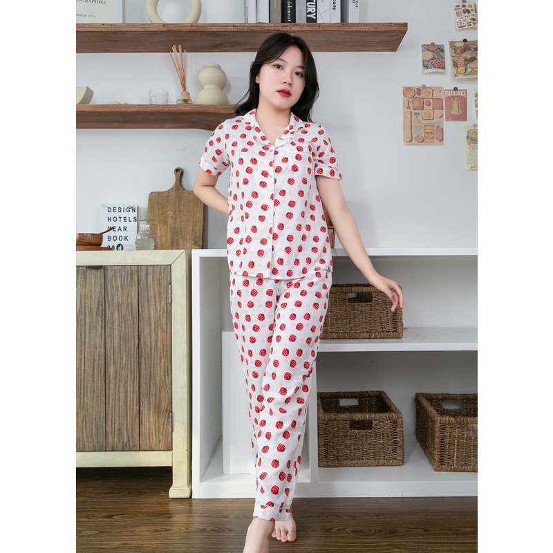Pijama nữ mặc nhà vải đũi