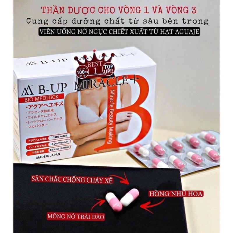 VIÊN UỐNG B-UP NHẬT BẢN  GIÚP SĂN CHẮC NỞ NGỰC VÀ MÔNG HỘP 60 VIÊN