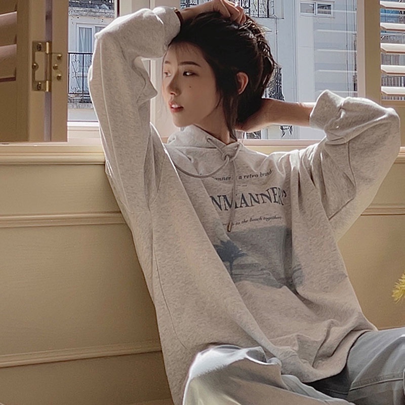 Áo hoodie IELGY in chữ phong cách retro thời trang dành cho nữ