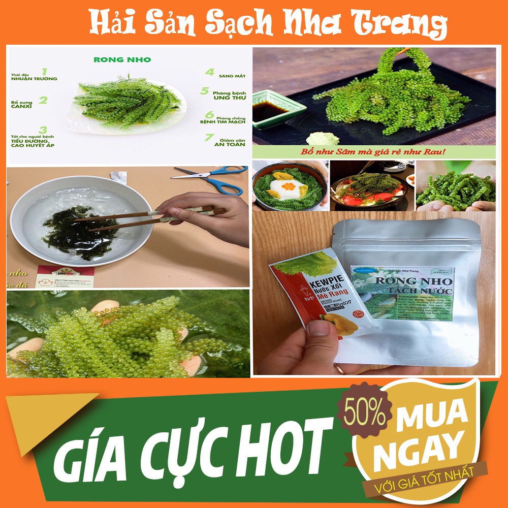 Combo 2 loại Rong Biển: 100gr Rong Mứt Nấu Canh và 100gr Rong Nho Tách Nước