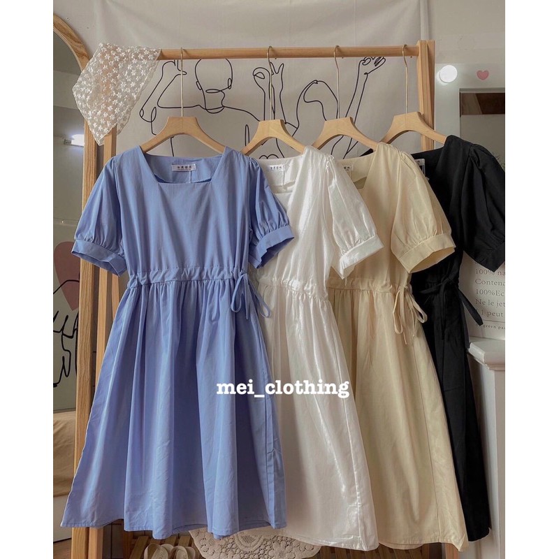 [Ảnh thật/video] Váy babydoll cổ vuông rút eo nhiều màu | BigBuy360 - bigbuy360.vn