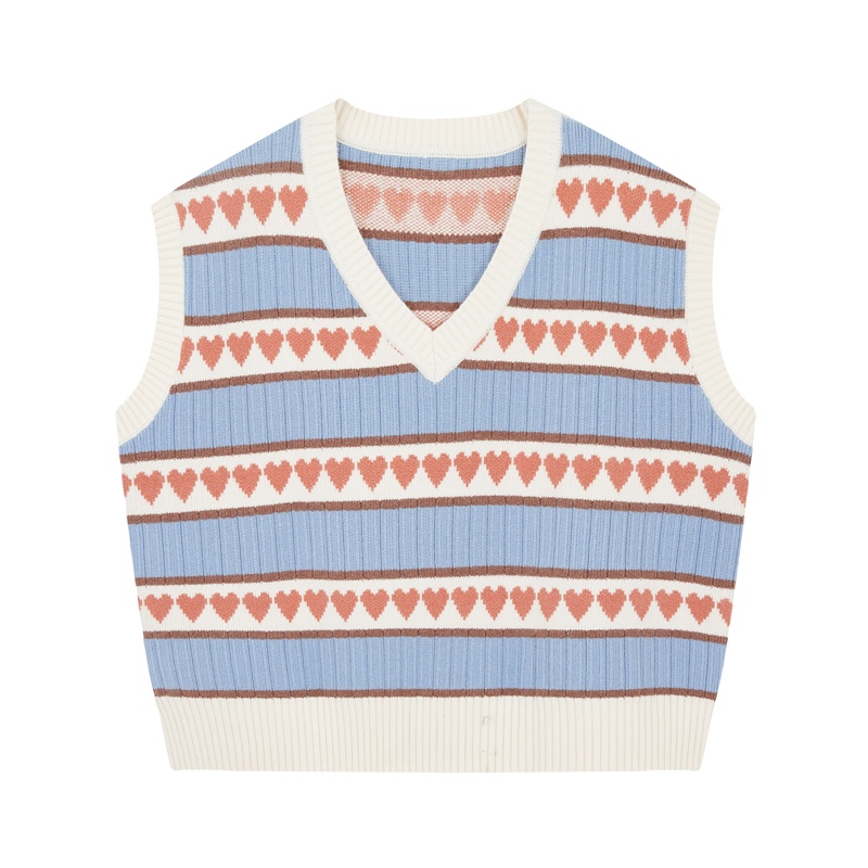 Xiaozhainv Áo Dệt Kim Sát Nách Cổ Chữ V Họa Tiết Trái Tim Thời Trang Xinh Xắn | BigBuy360 - bigbuy360.vn