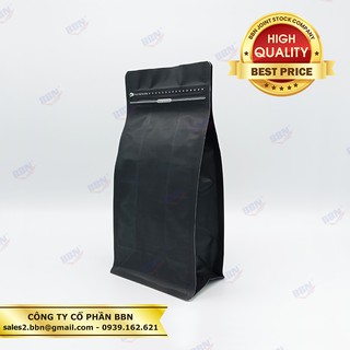 Combo 100 Túi Flat Bottom 500g in phủ mờ đen 13x26.5cm