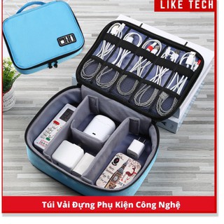 Túi phụ kiện công nghệ đa năng chuyên dụng 1 ngăn, 2 ngăn đựng dây cáp, pin sạc dự phòng có quai xách cầm tay tiện lợi