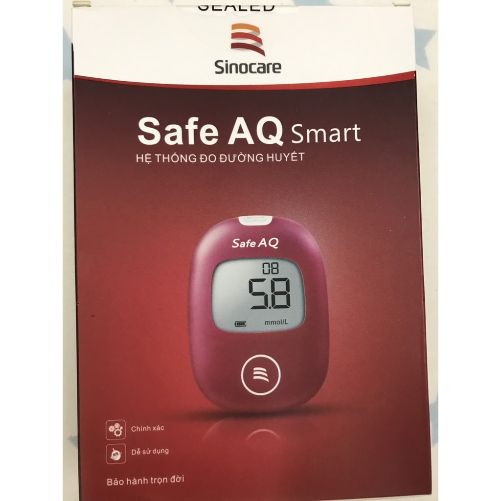 10 Hộp Que Máy đo đường huyết Sinocare Safe AQ tặng 50 que thử 50 kim lấy máu