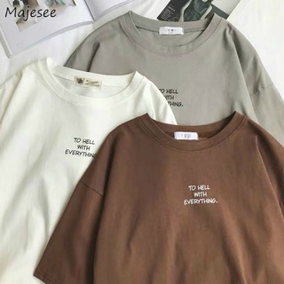  Áo Thun In Chữ Đơn Giản Đa Năng Phong Cách ulzzang Hàn Quốc Cho Nữ
