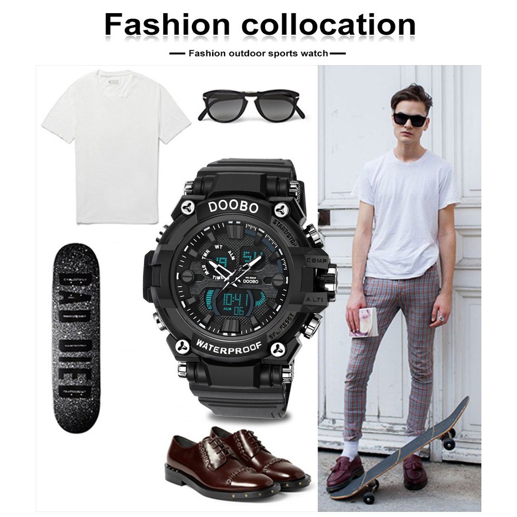 (CHUẨN MEN) Đồng Hồ Nam DOOBO JAPAN - Sports - 2 Máy Kim và Điện Tử Mạnh Mẽ Dây Silicone Bền Chắc | BigBuy360 - bigbuy360.vn
