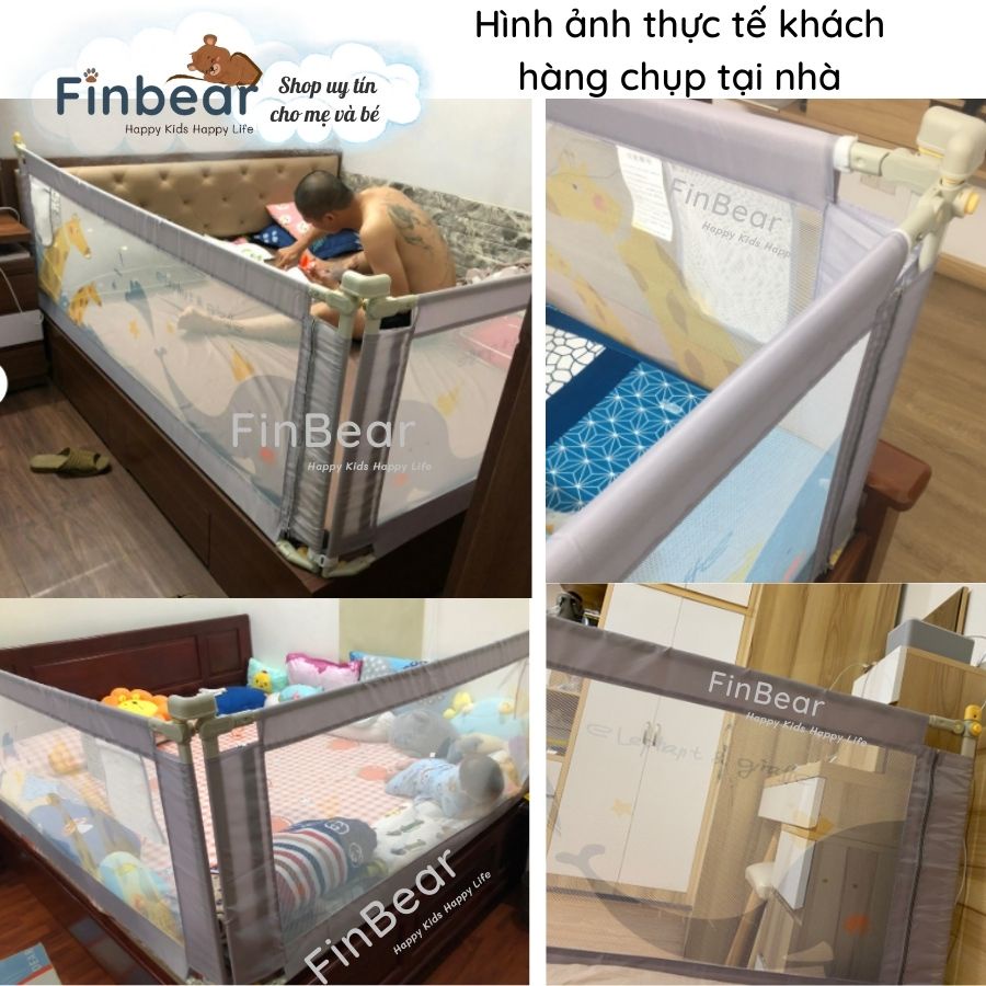 Thanh Chắn Giường Pakey Nâng Cấp Cao 103cm 2022, Nâng Hạ 1 Bên Màu Ghi FINBEAR