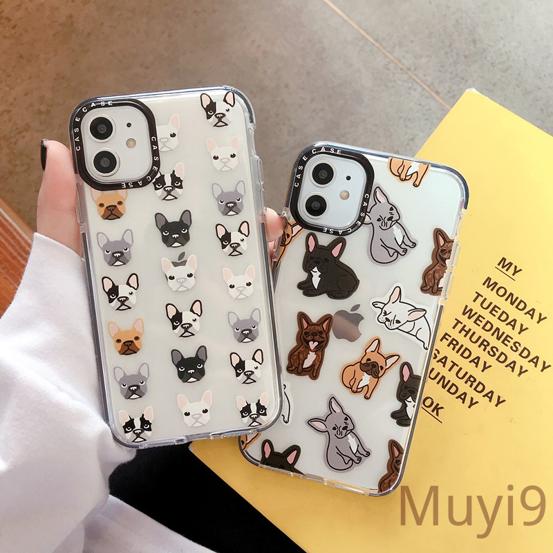 Couple Shell Phone Case Ins Personality Creative Cartoon French Bulldog for iPhone12 Iphone11PROMAX X XSMAX XR I8/SE2 Iphone7plus Soft Case iPhone Casing