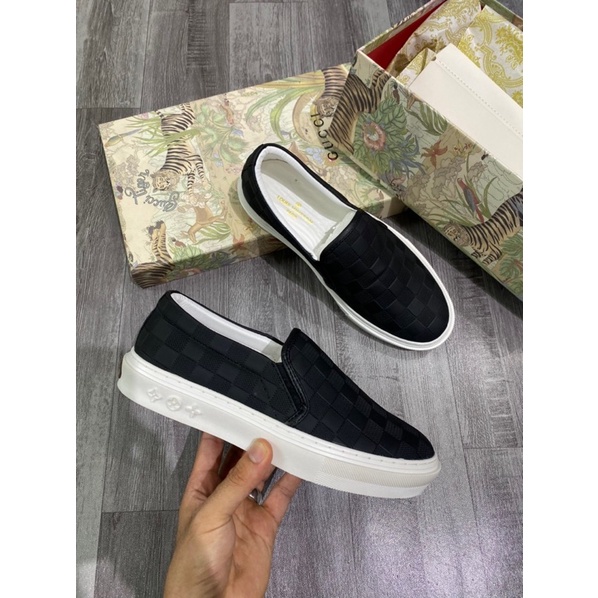 Giầy SLIPON LV NAM - Giày lười LV nam hoạ tiết chìm - Giầy lười LV da dành cho nam mẫu mới 2021
