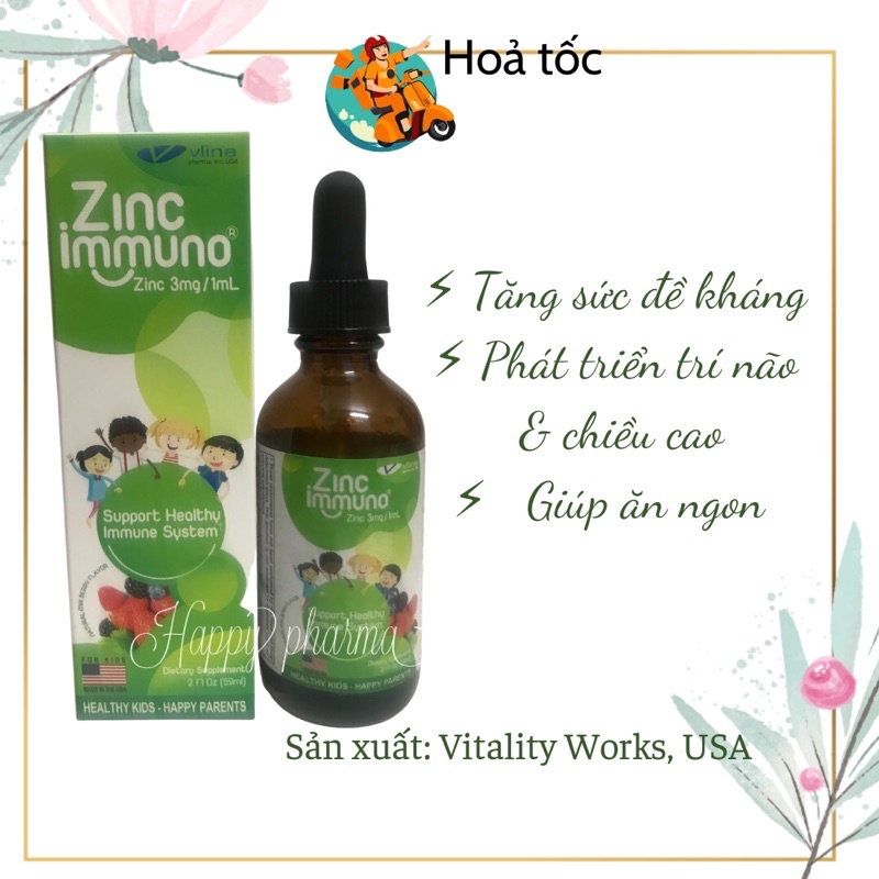 ZinC Immuno 3mg/1ml Bổ sung kẽm 59ml