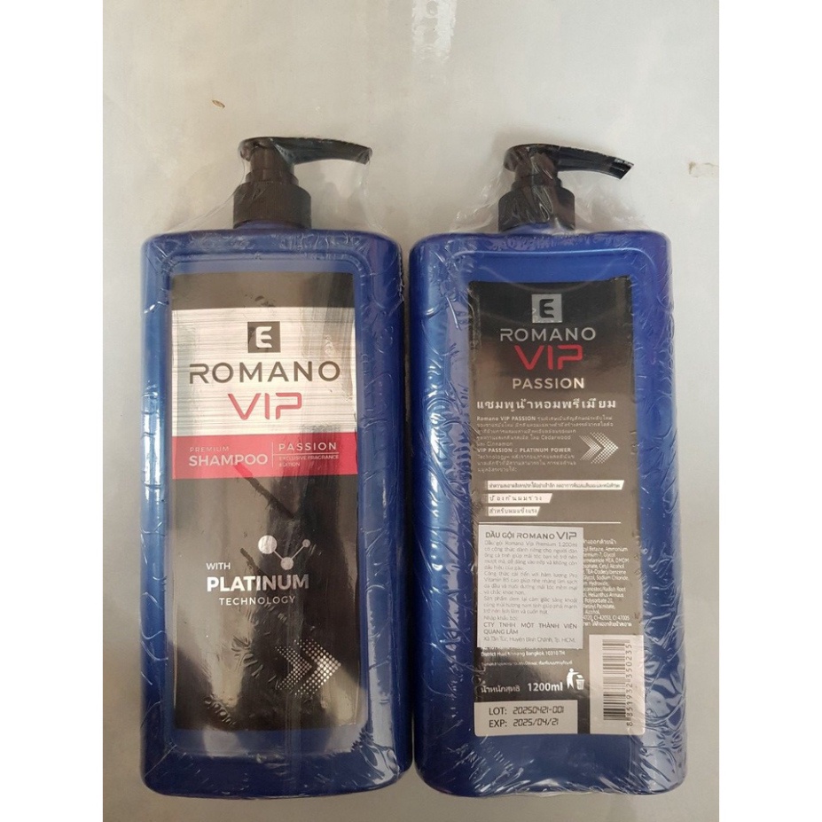 Dầu Gội Đầu Nam ROMANO Vip 1200ML Cao Cấp , Hương Nước Hoa Nam Tính Lịch Lãm , Sạch Sâu , Làm Mát Da Đầu