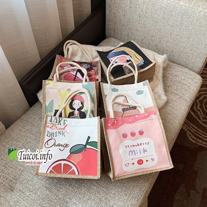 Túi cói mini hàng đẹp đi du lịch , túi tote xách mini đi biển nữ đẹp thời trang dễ thương cute cá tính phong cách PK Tku