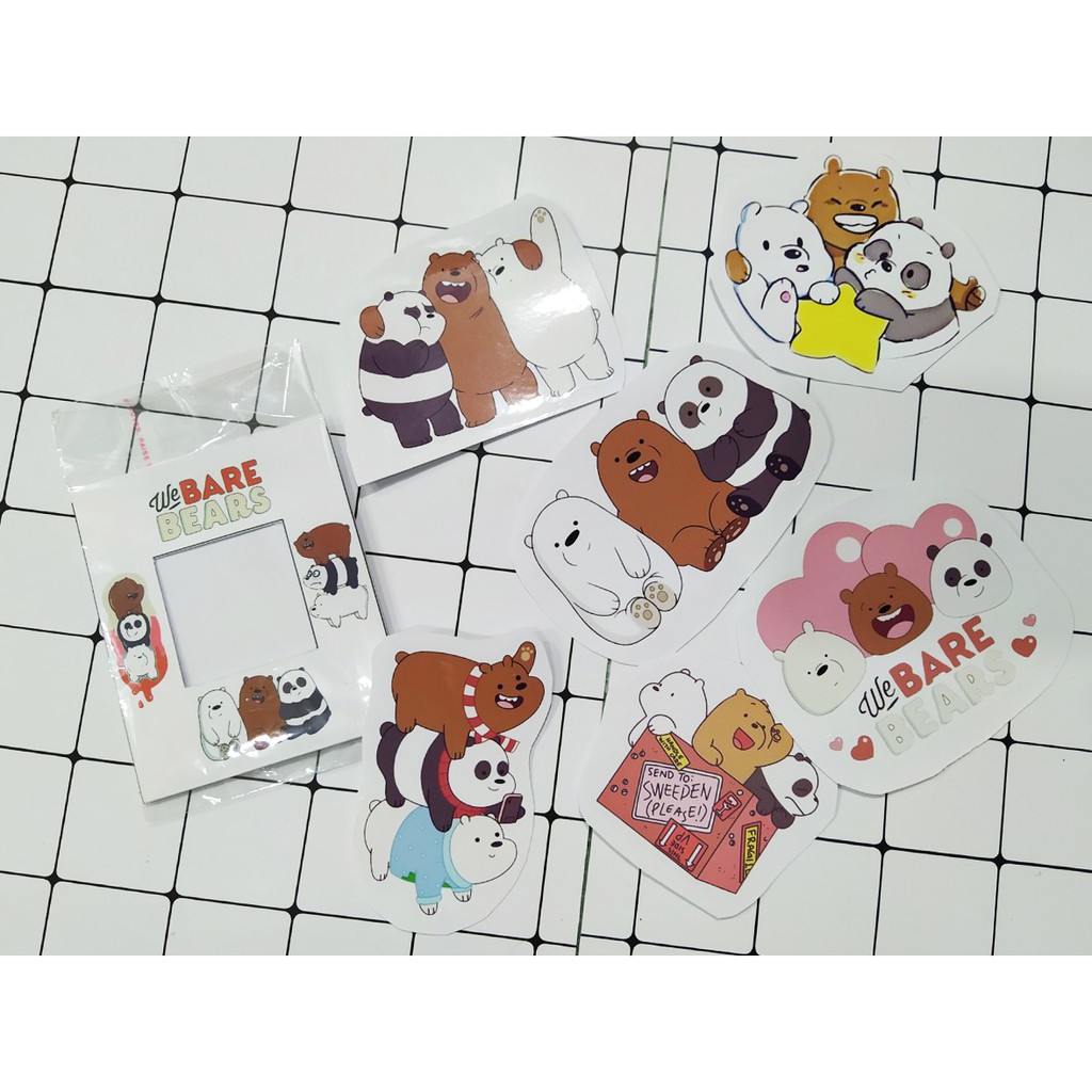 sticker ba anh em gấu bare bear cắt rời size to SCI11 có bao giấy cute dễ thương bullet journal